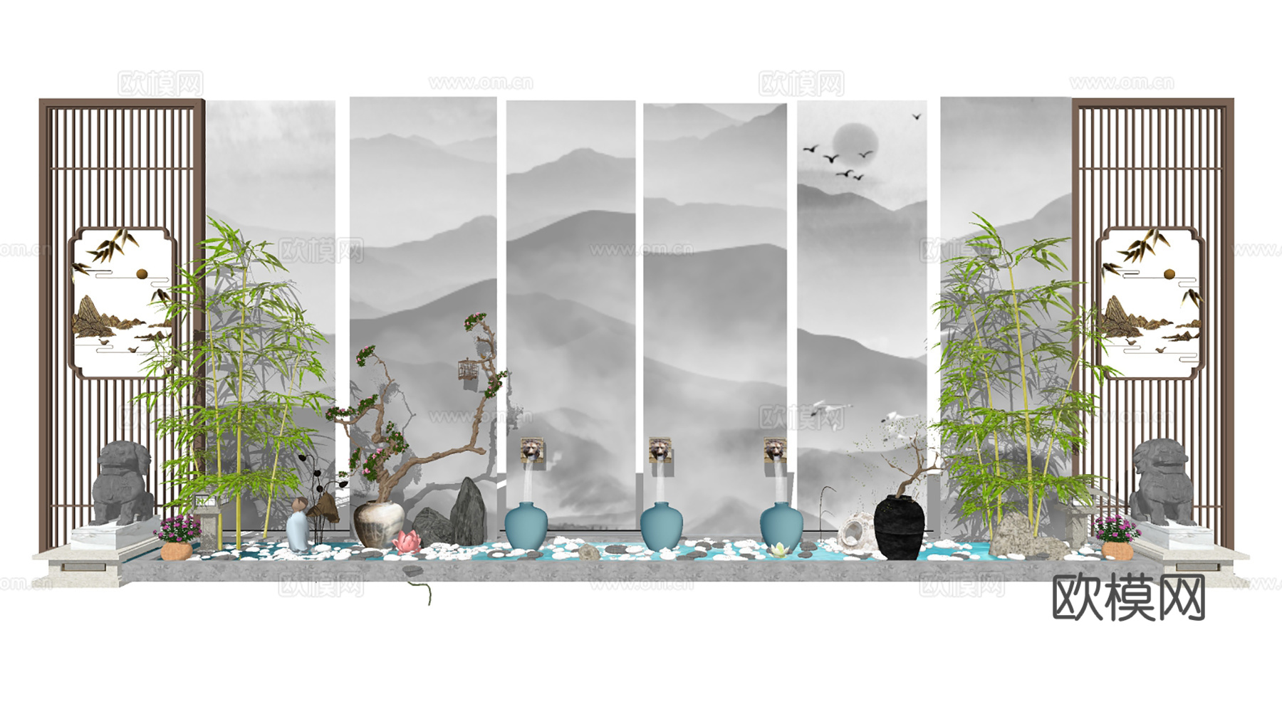 庭院景观竹类绿植su模型