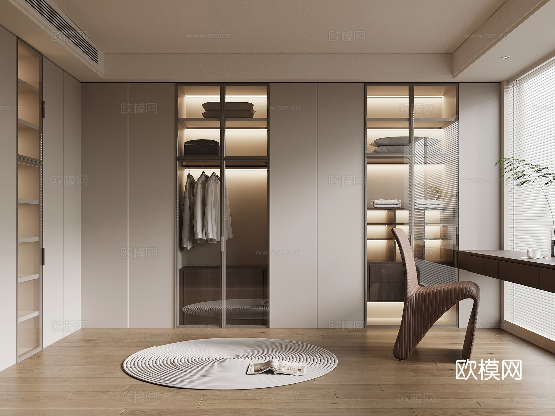 现代意式衣帽间 衣柜su模型