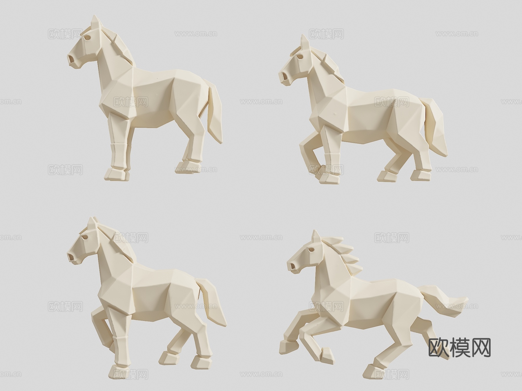 马雕塑 景观雕塑 低多边形雕塑 雕塑摆件 公园雕塑 景观雕塑su模型
