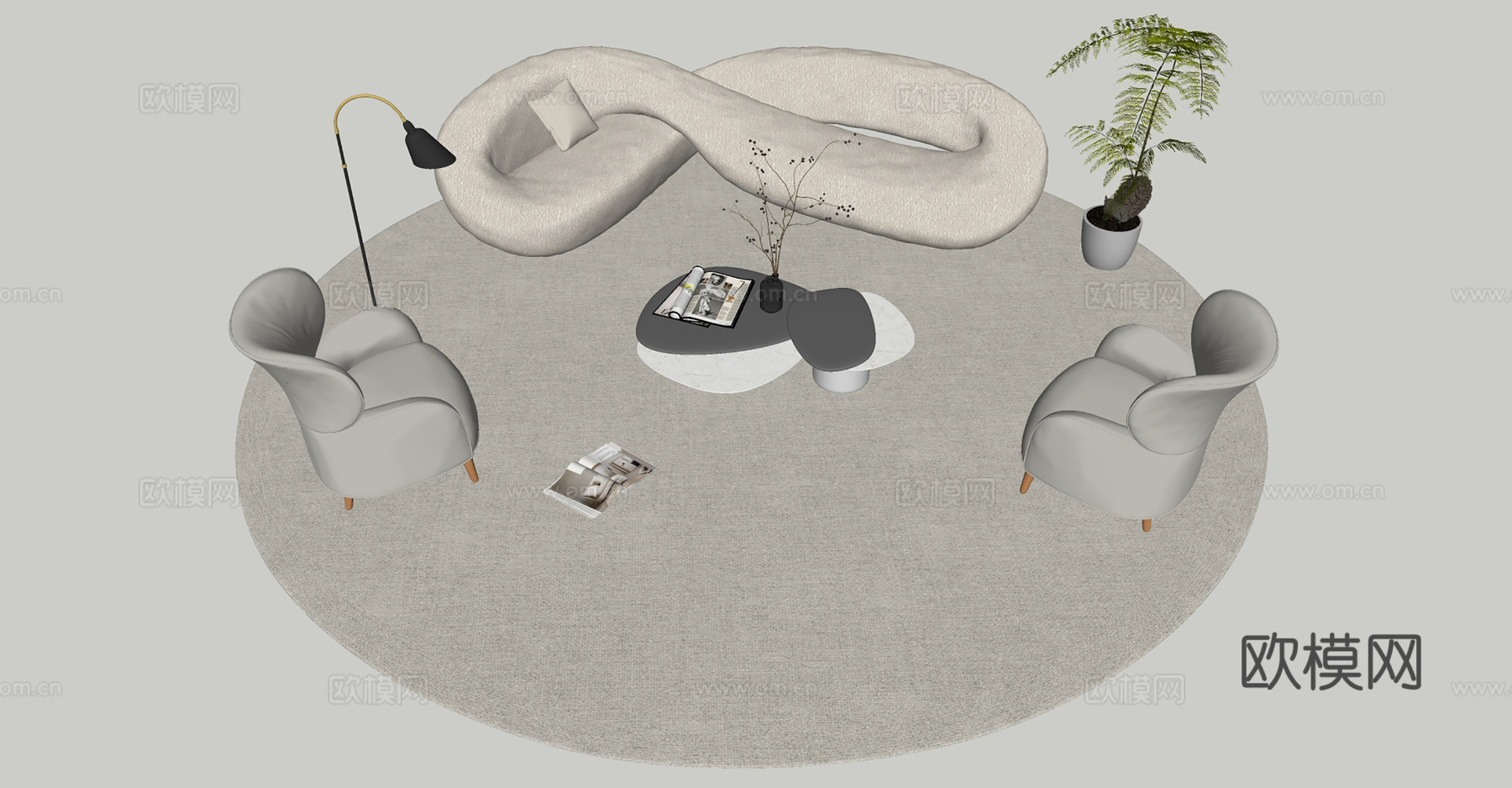 室内客厅展区家具su模型