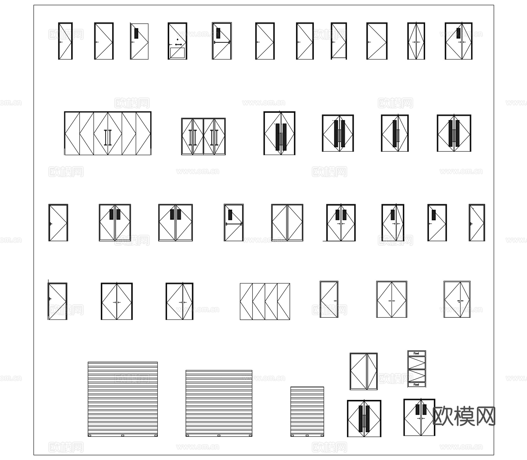 多规格门窗 多尺寸门窗 定制门窗 各型门窗 多尺度门窗cad施工图