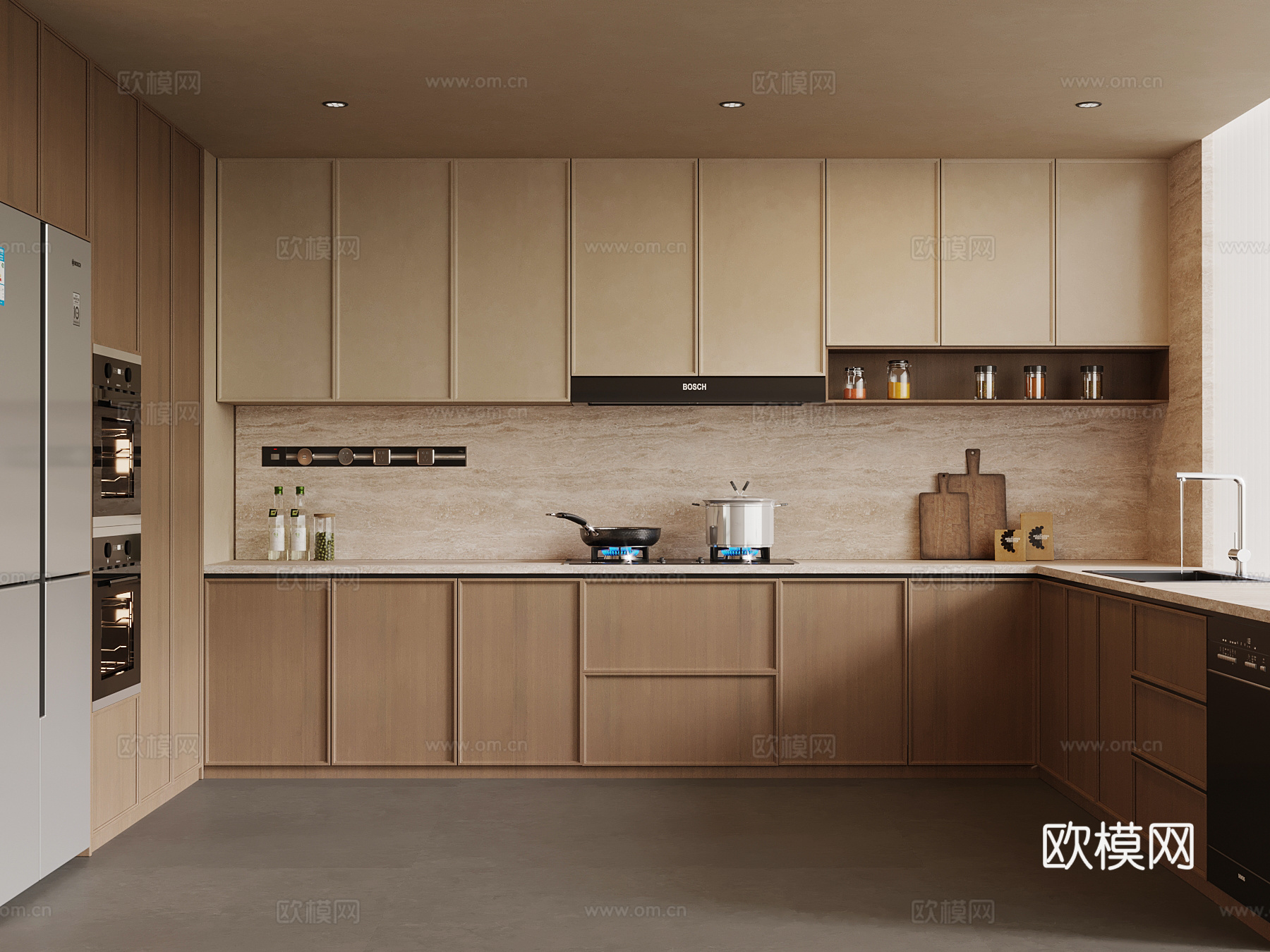 中古风厨房 侘寂风厨房su模型