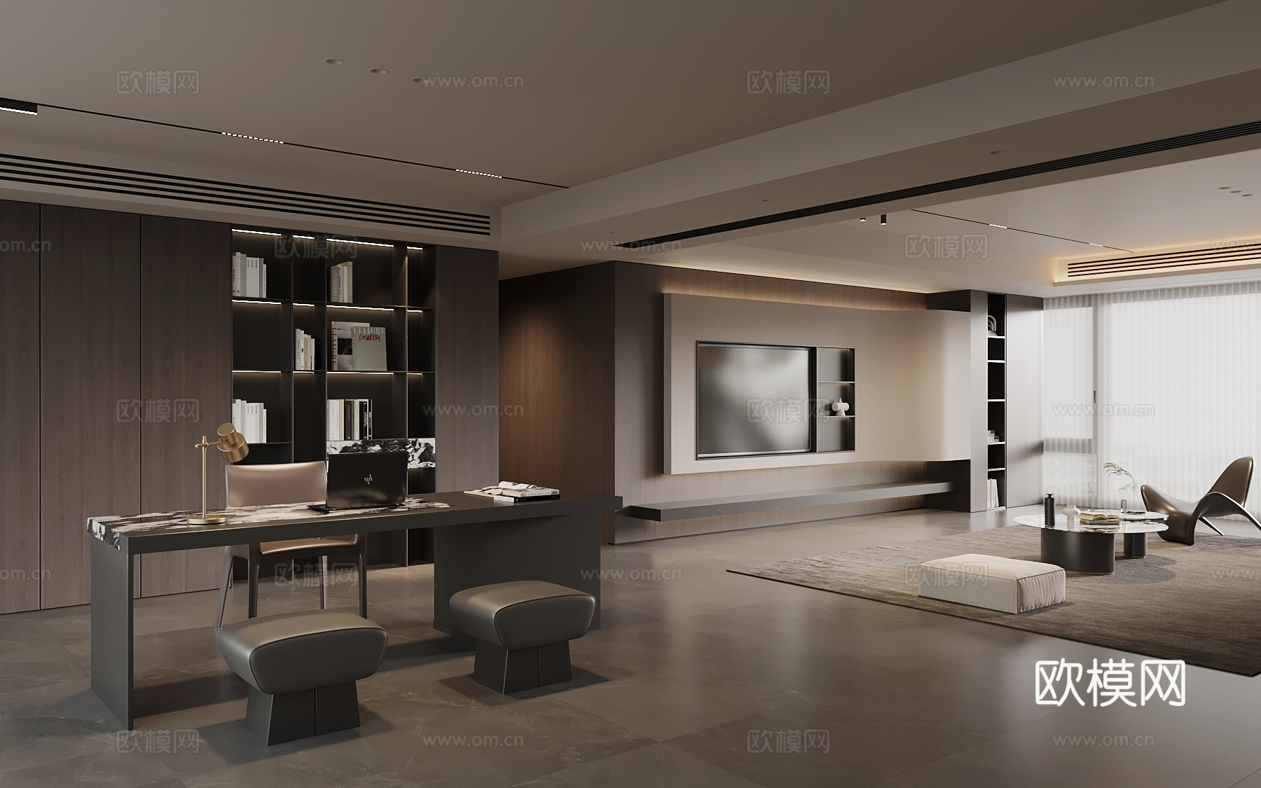 现代客厅 沙发茶几组合su模型