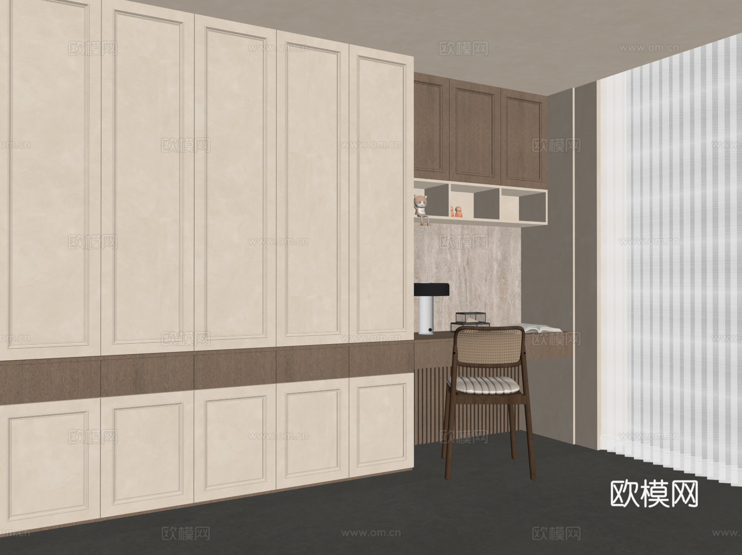 中古风衣柜 衣帽间su模型