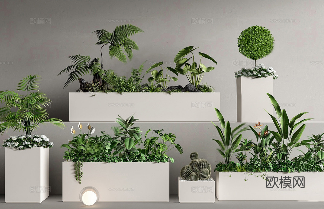 外摆绿植花箱 植物组合 植物堆 景观造景su模型