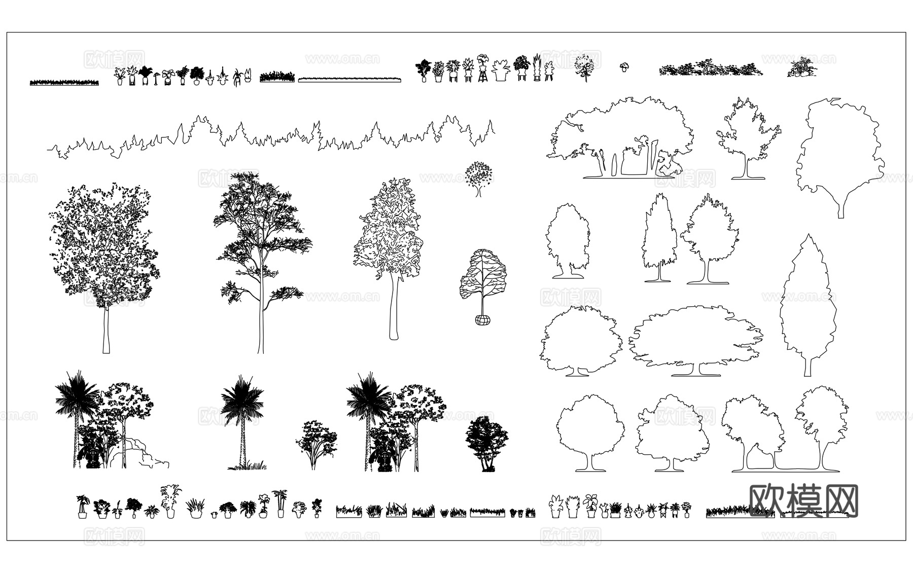园林绿植 造景植物 观赏绿植 绿化苗木 景观花木cad施工图