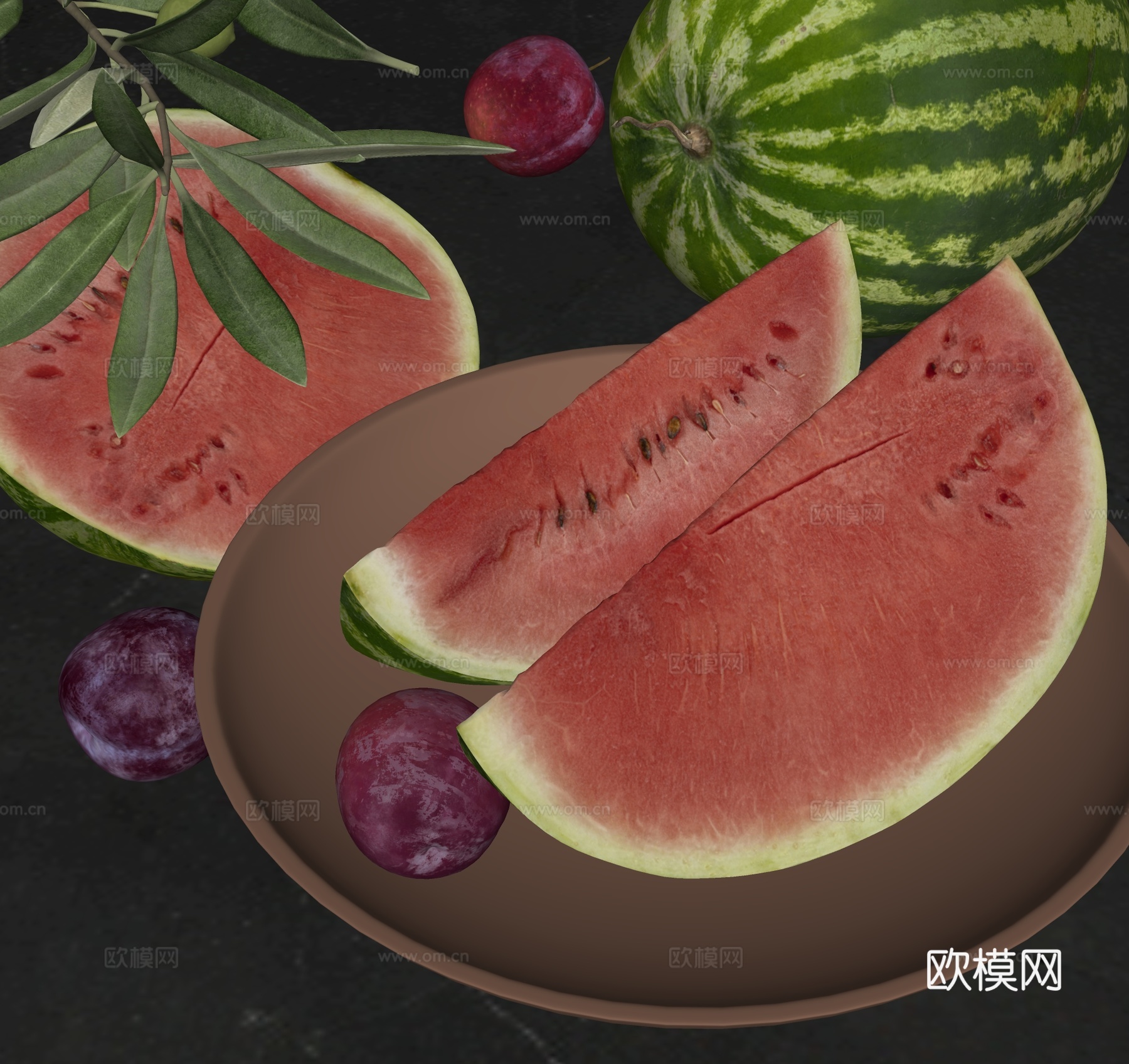 现代水果西瓜su模型