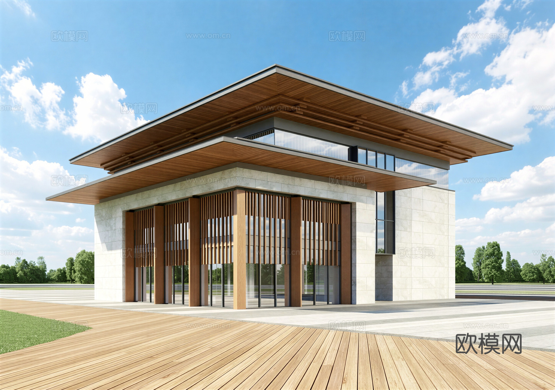 中式酒店 民宿 商业街 水街 民宿建筑su模型