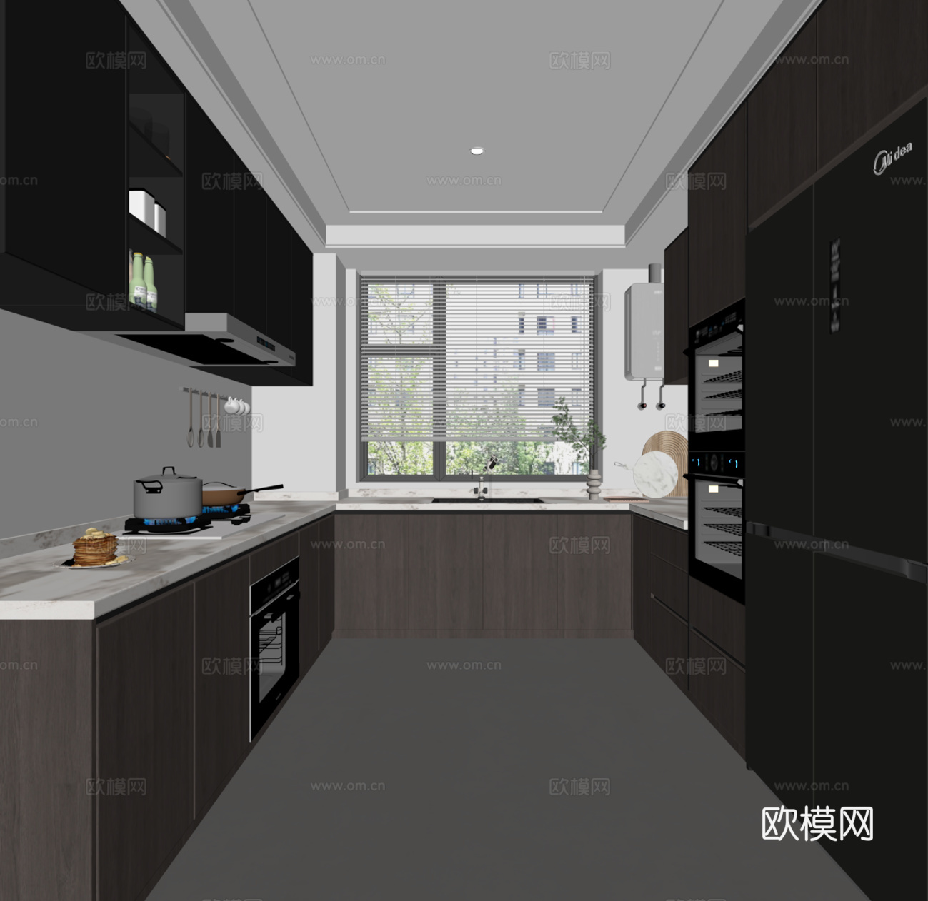 现代意式厨房su模型
