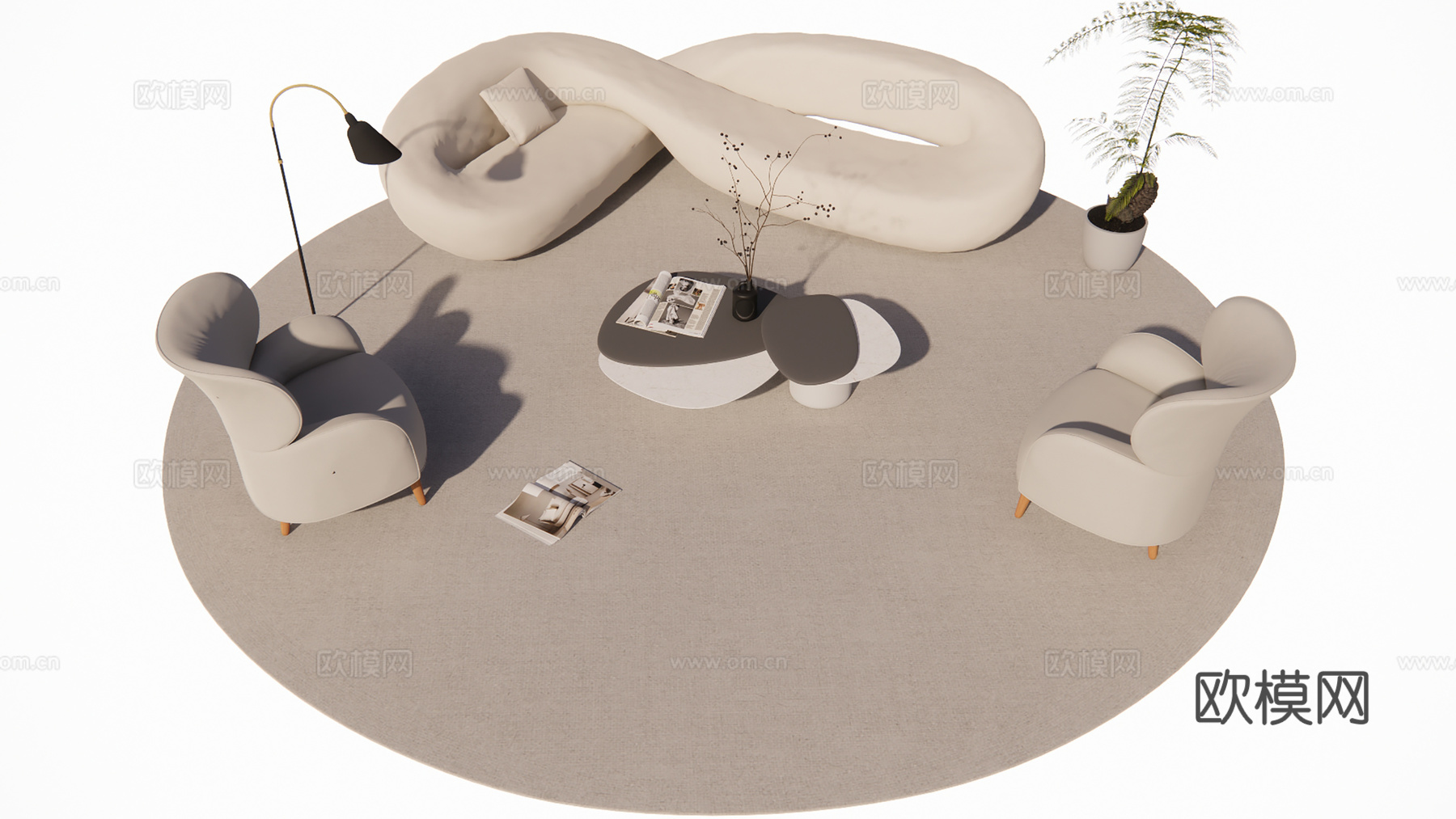 室内客厅展区家具su模型
