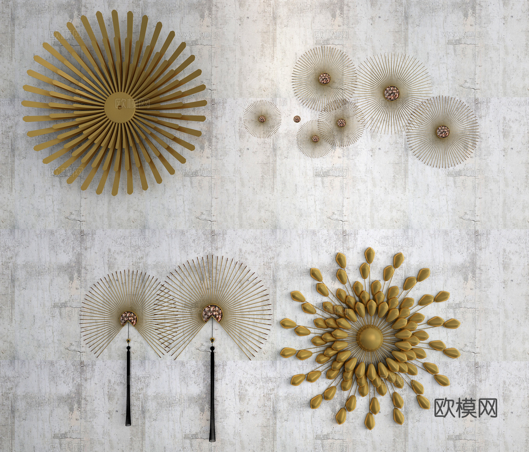 现代墙面金属装饰品3d模型