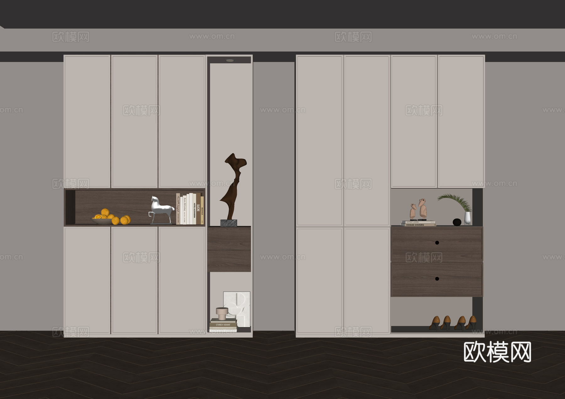 中古风玄关柜su模型