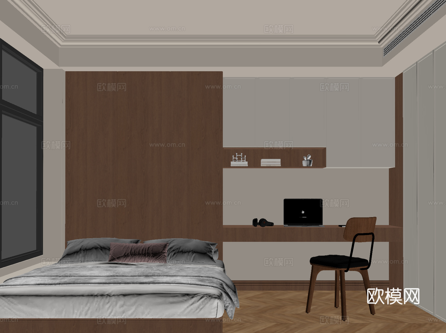 中古榻榻米卧室su模型