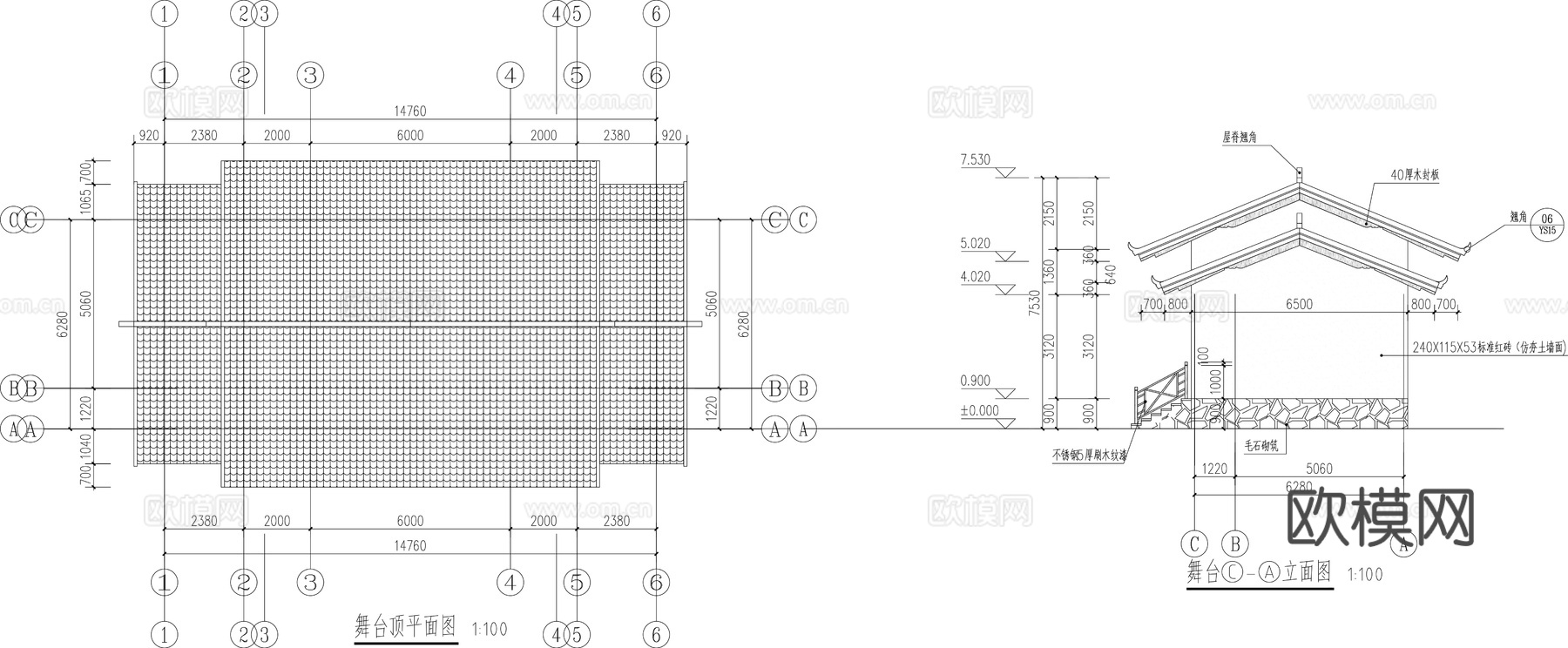 乡村大舞台施工图CADcad施工图
