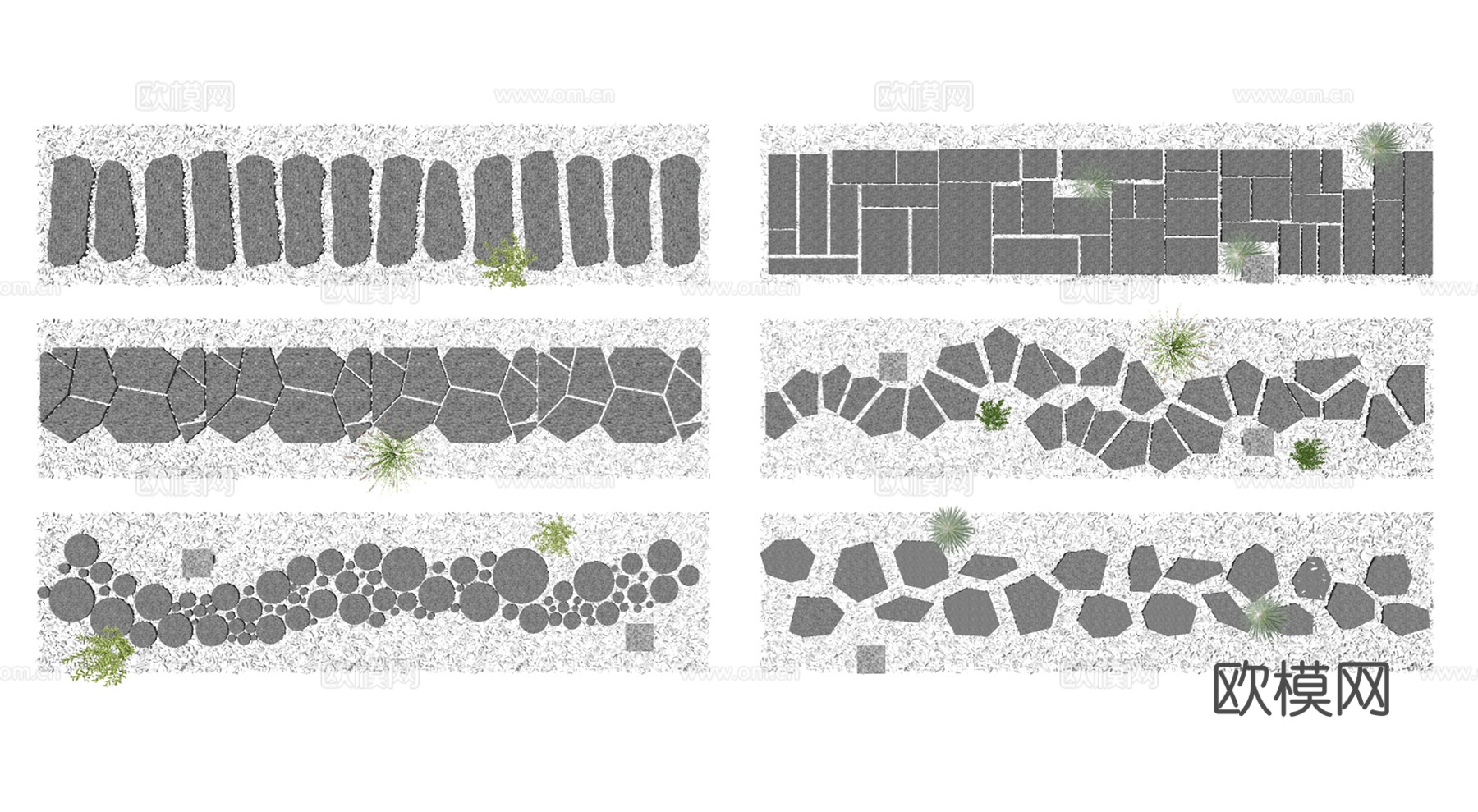 石材景观行走步道su模型su模型