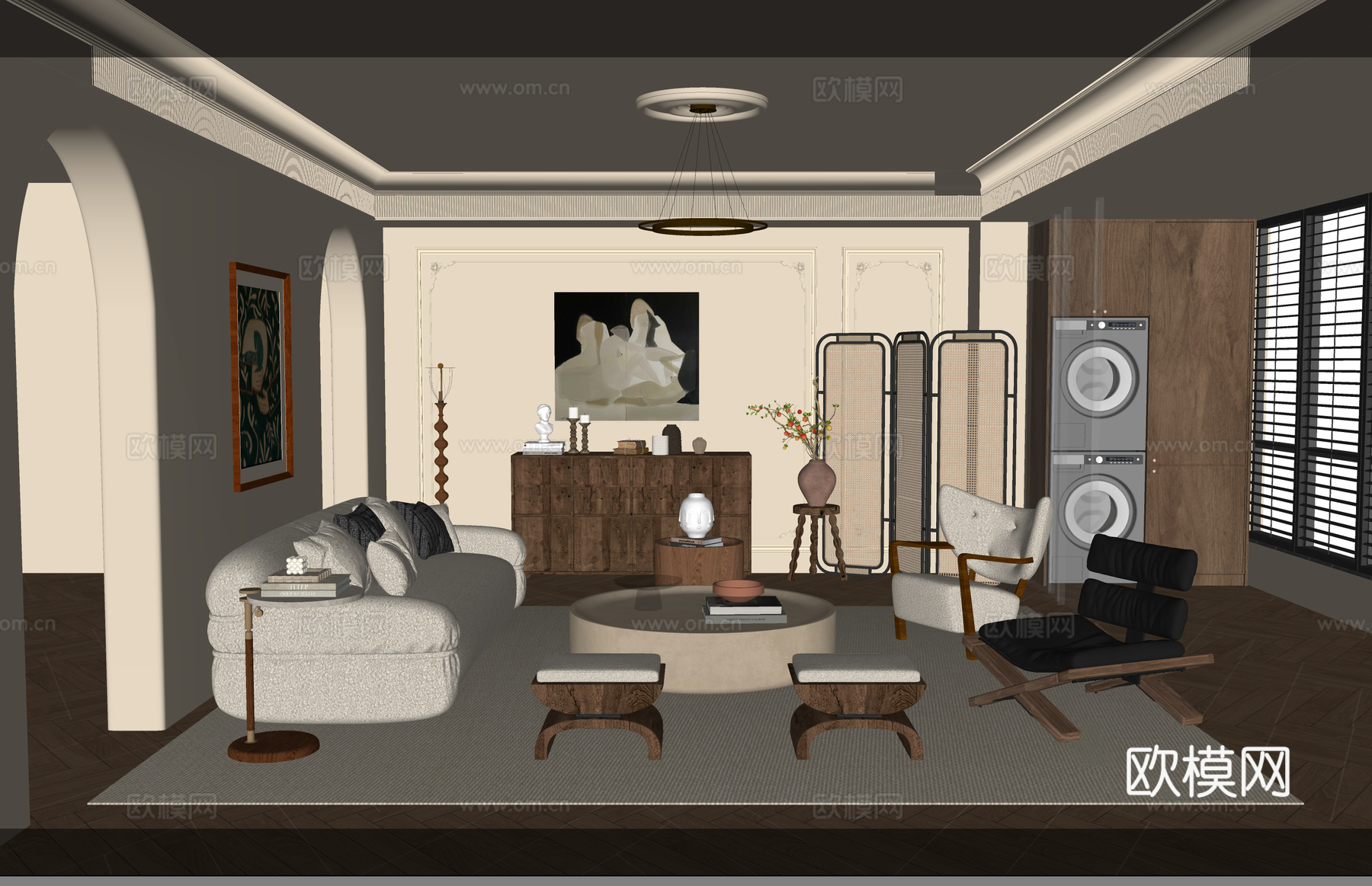 阳台 茶室 客厅su模型