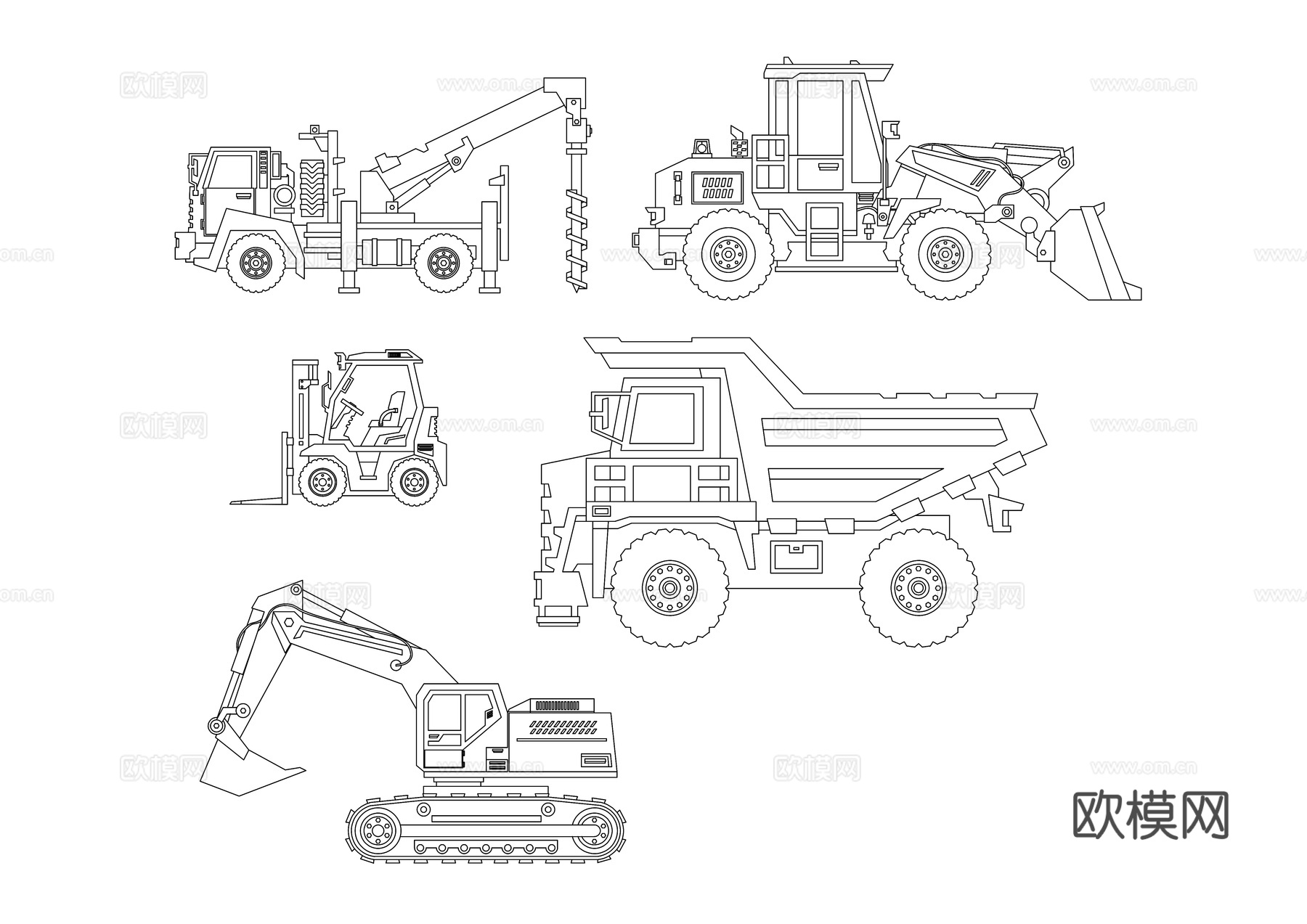 工程用车 施工机械车 工地作业车 基建工程车 筑路工程车cad施工图