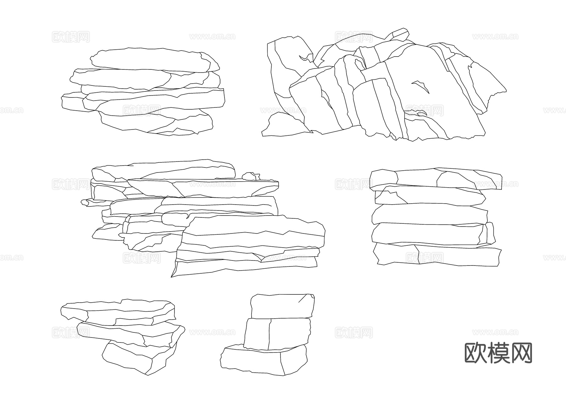 置石 景石 观赏石 造景石 园林石cad施工图