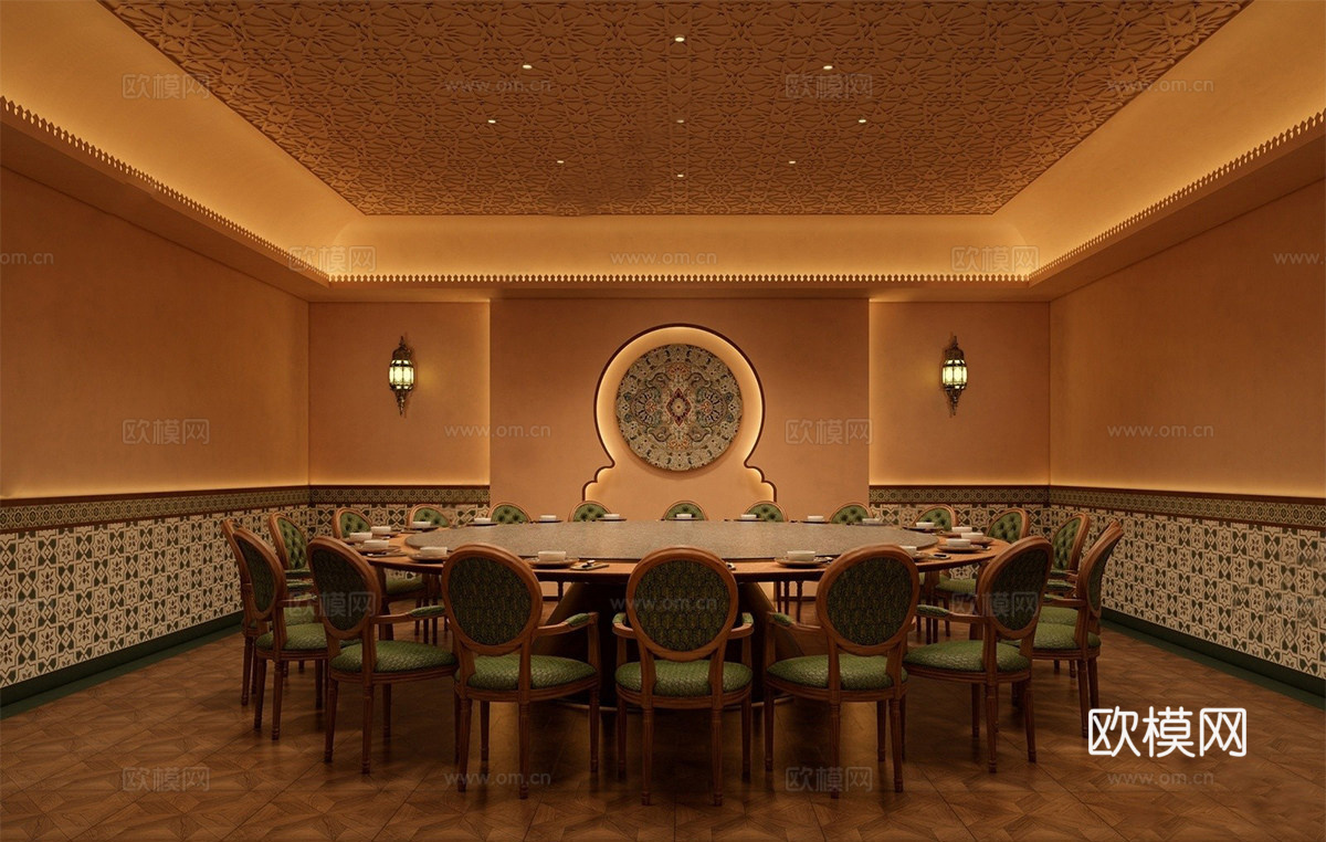 现代法式东南亚餐厅 新疆餐厅包间 酒店包间su模型