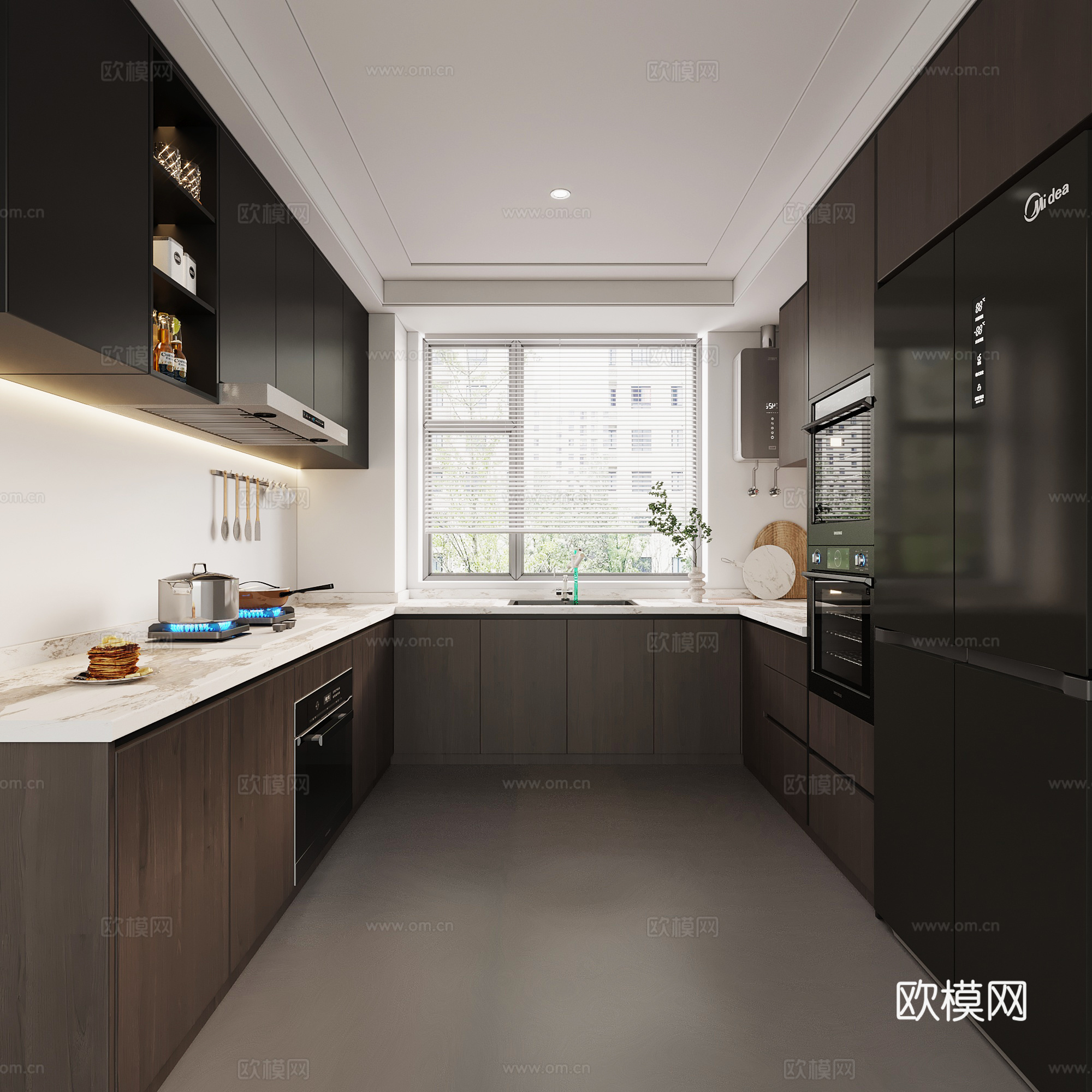 现代意式厨房su模型