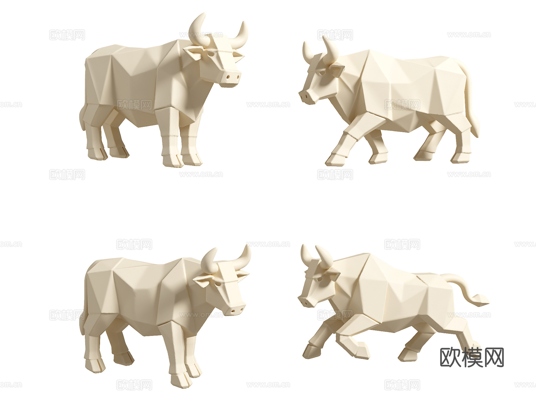 牛雕塑 景观雕塑 低多边形雕塑 雕塑摆件 公园雕塑 景观雕塑su模型