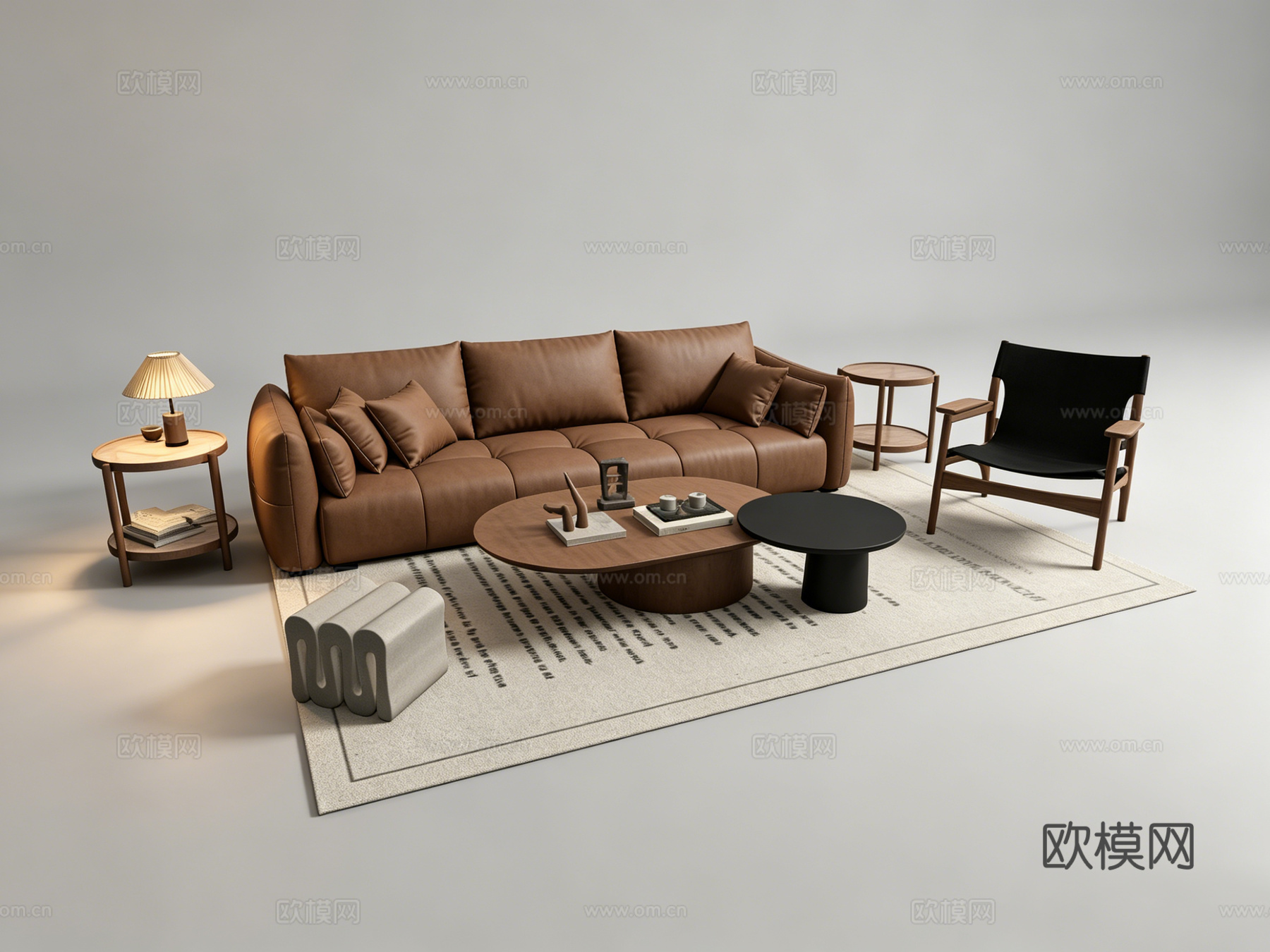 中古风沙发组合su模型