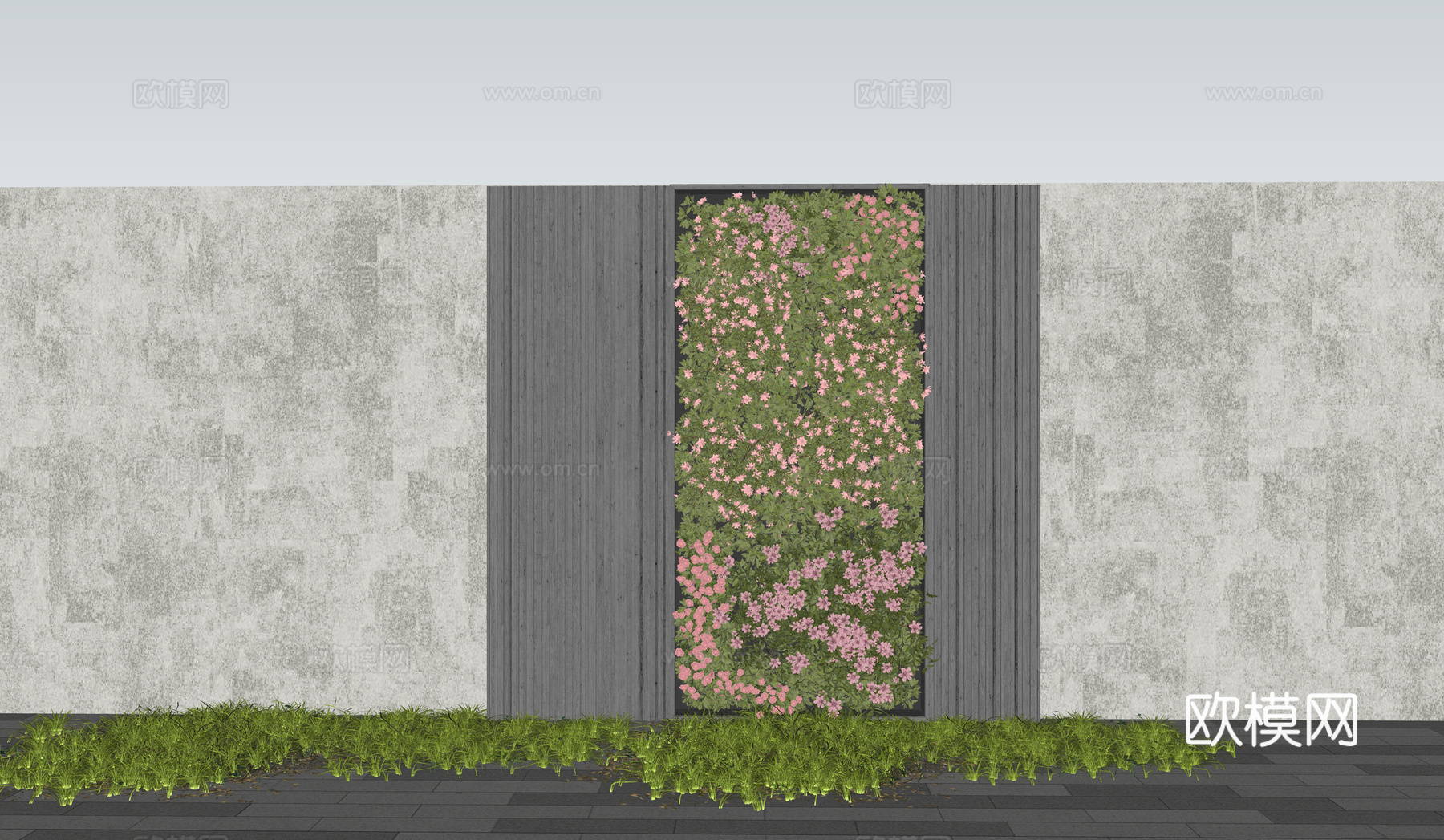 花朵  藤蔓  牵牛花  花架  花箱 绿植墙su模型