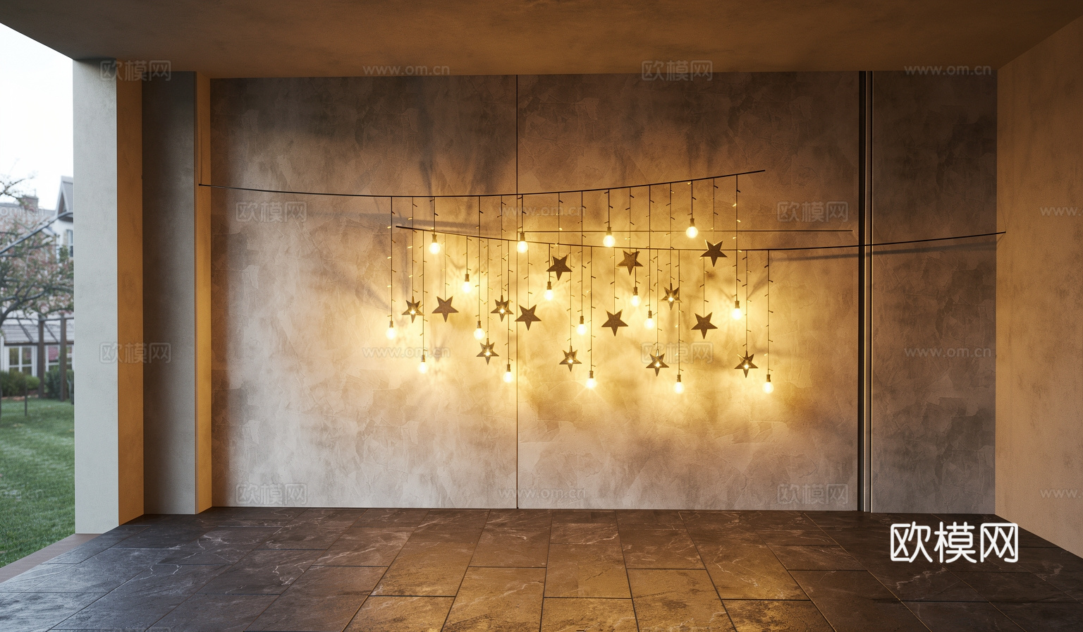 装饰灯  装饰线条灯  星星吊灯su模型