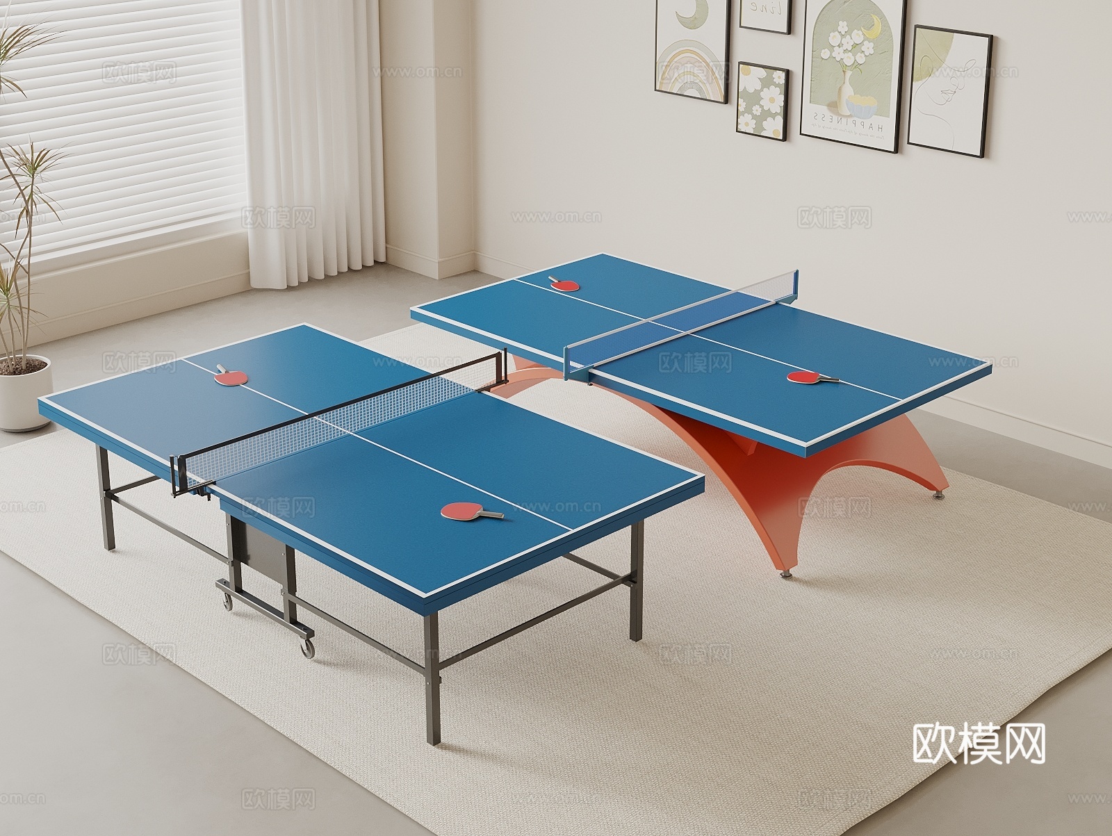 乒乓球桌 乒乓球球台 运动器材3d模型