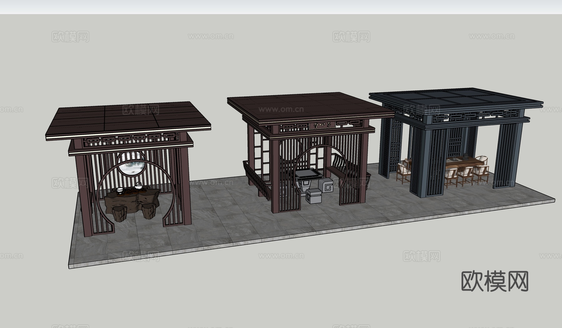 新中式凉亭su模型