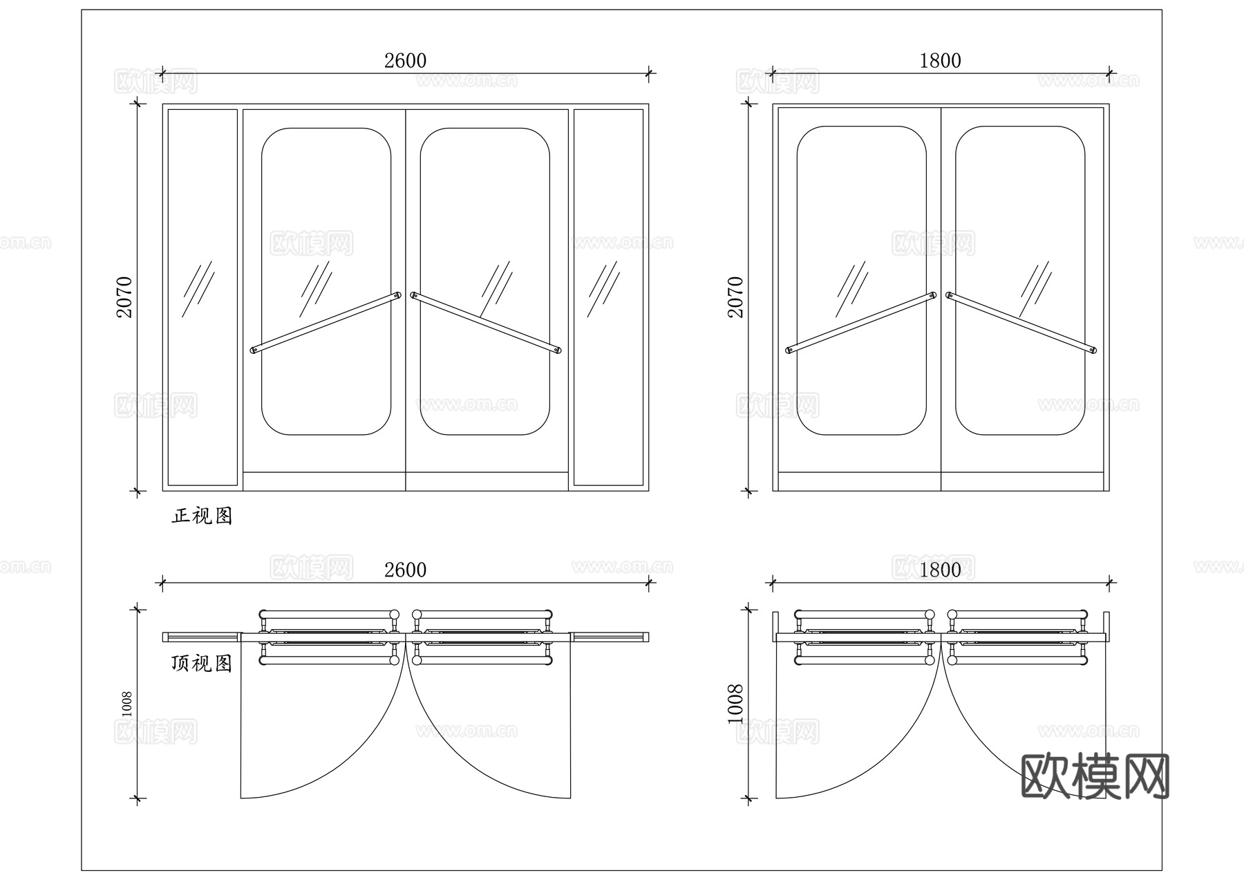 对开玻璃门 双扇玻璃门 平开玻璃门 双开玻璃门 对扇玻璃门cad施工图