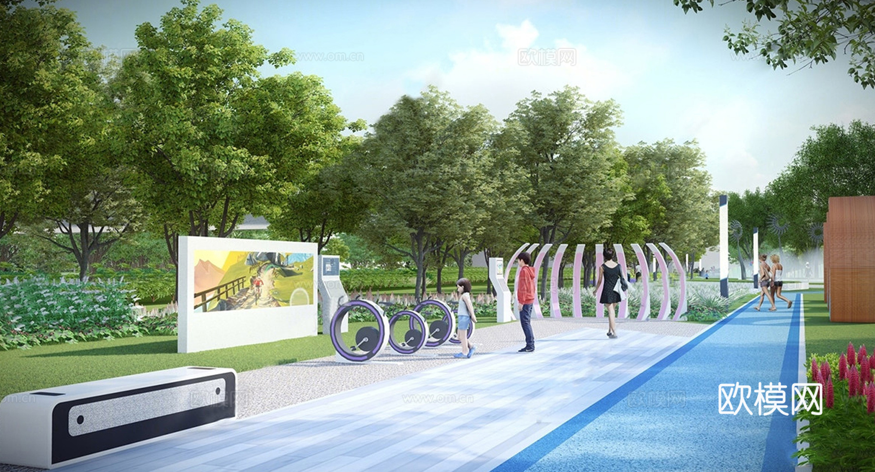 广场景观 运动设施 体育设施su模型