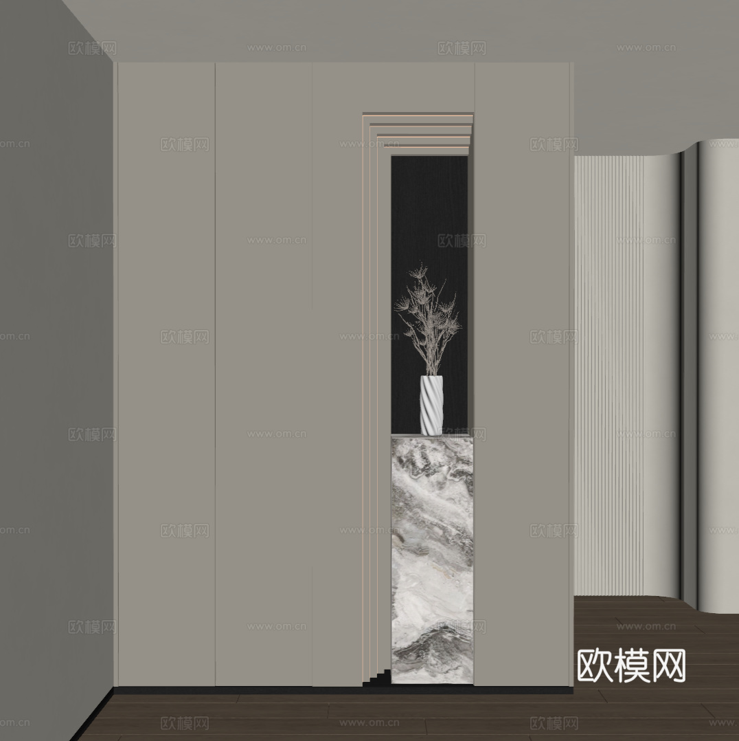 现代意式玄关 玄关隔断su模型