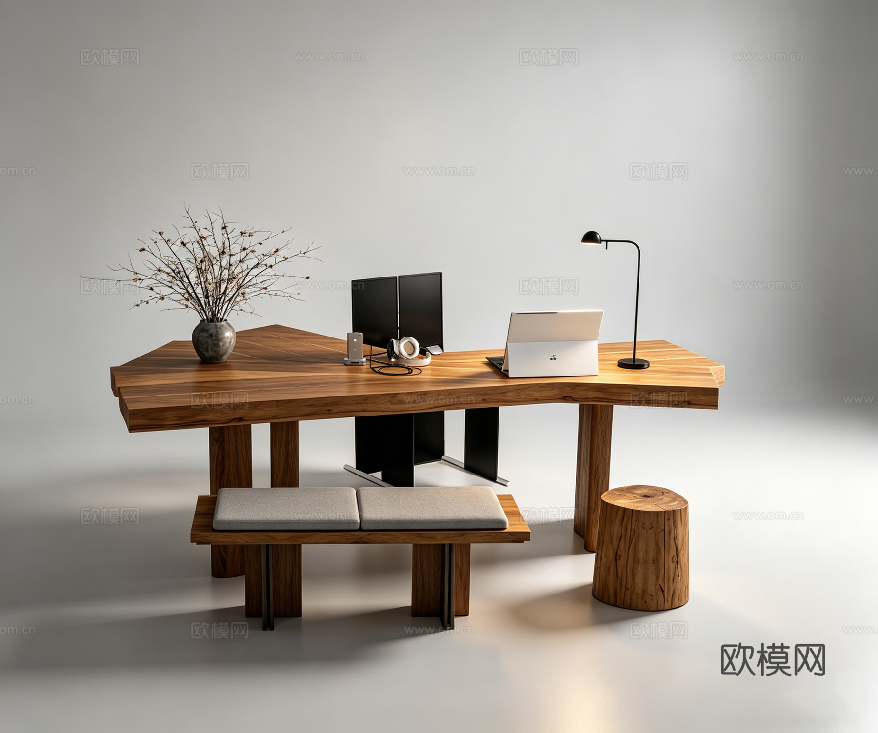 中古风书桌su模型