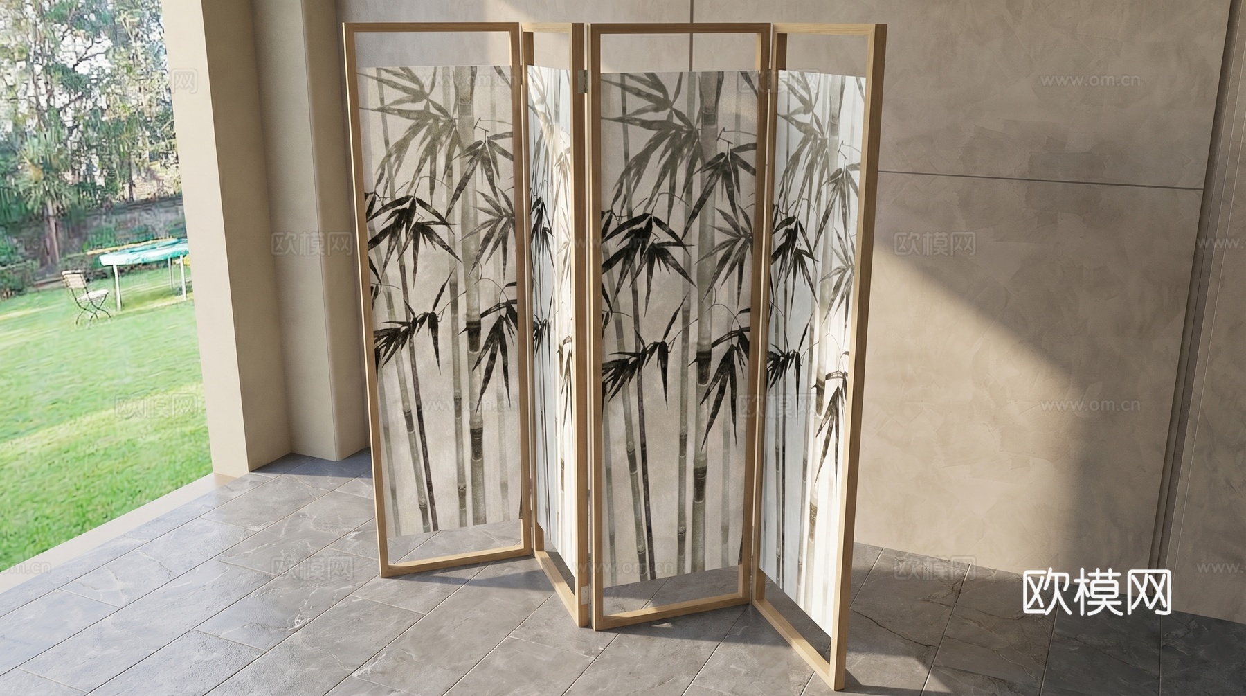 新中式 中式屏风su模型