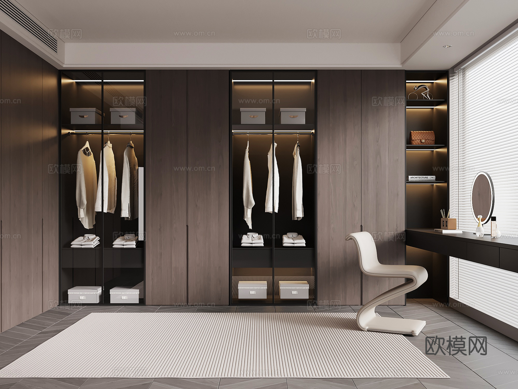 现代意式衣帽间su模型