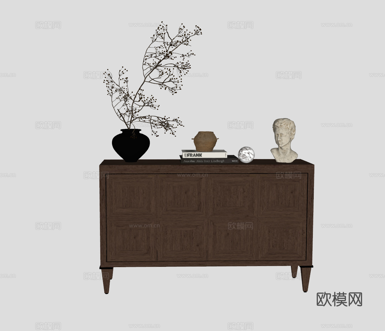 中古风装饰柜su模型