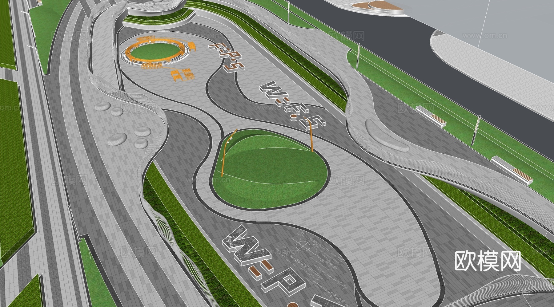 现代风格科技街头公园景观 科技小品su模型