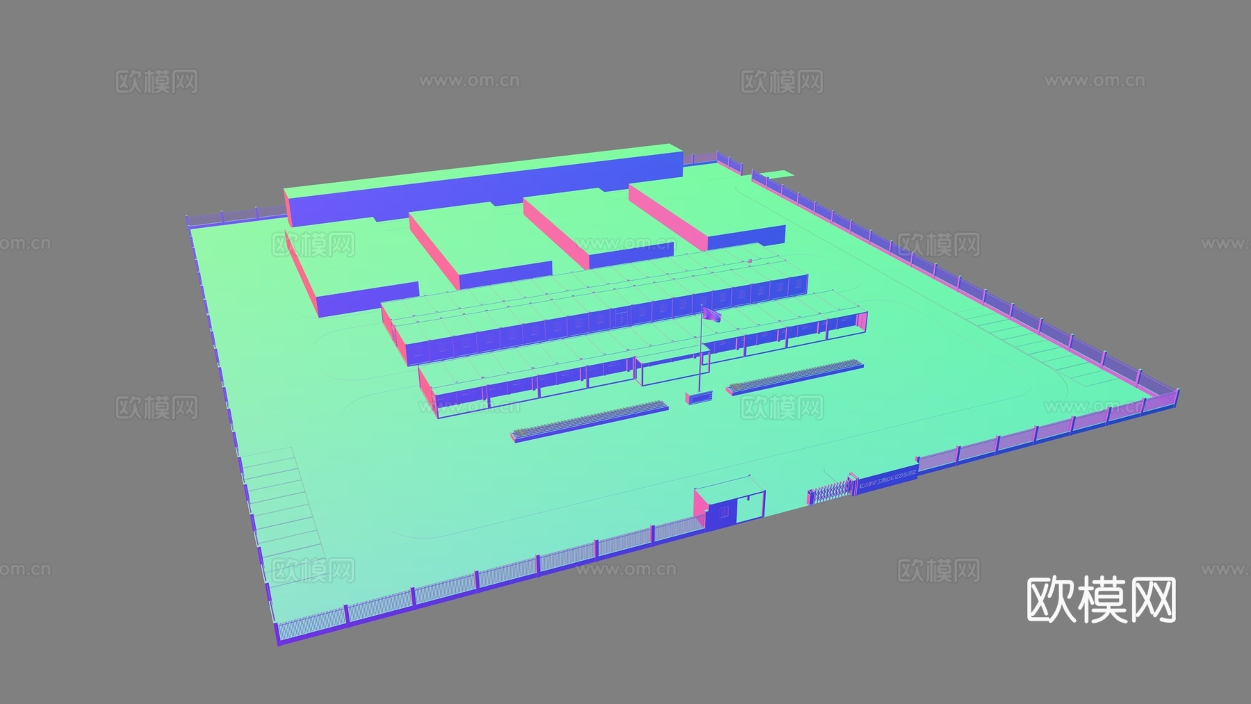 彩钢房  活动板房  彩钢临建  幕墙  玻璃幕墙  营地su模型