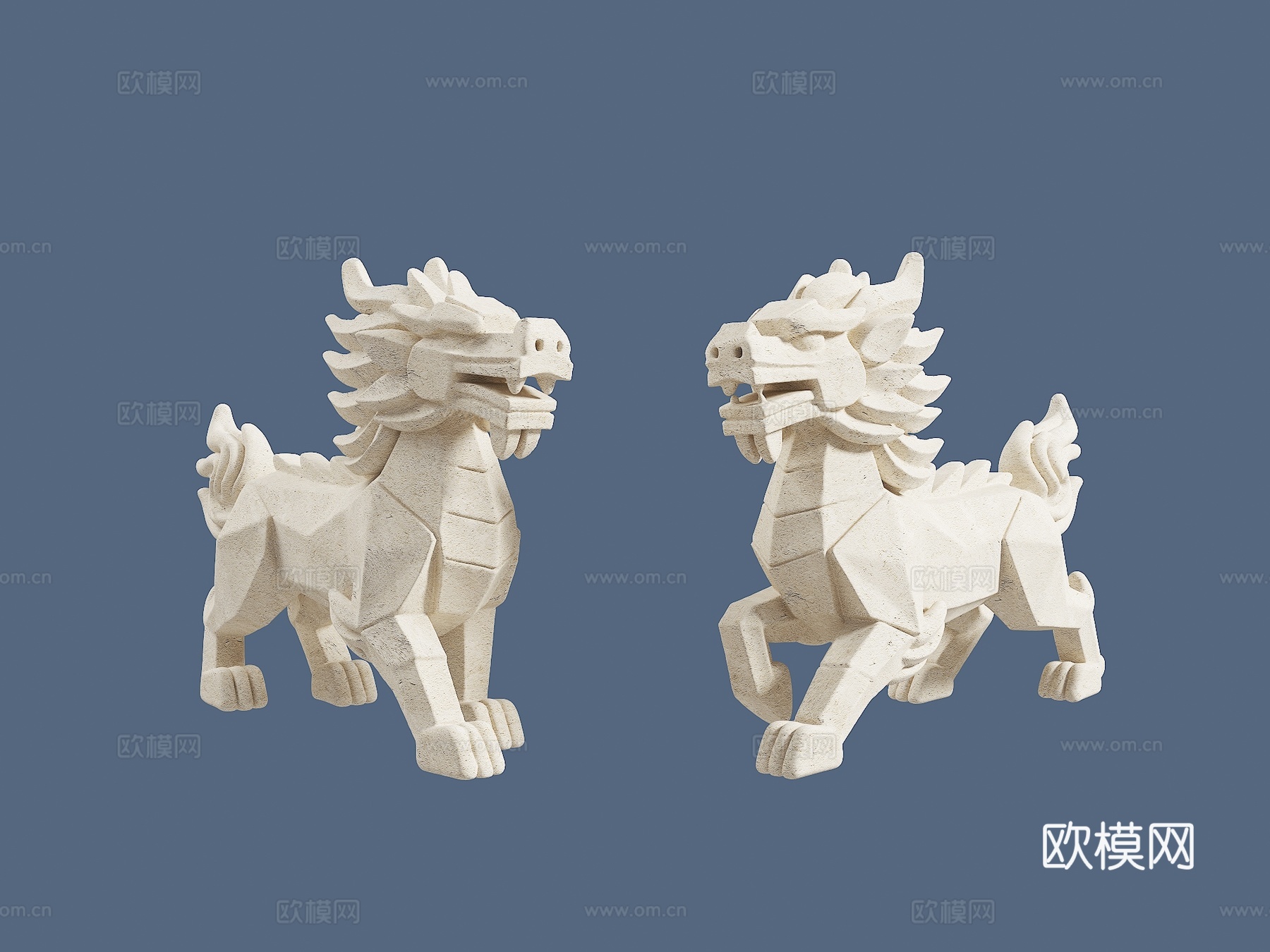 麒麟雕塑 景观雕塑 低多边形雕塑 雕塑摆件 公园雕塑 景观雕su模型