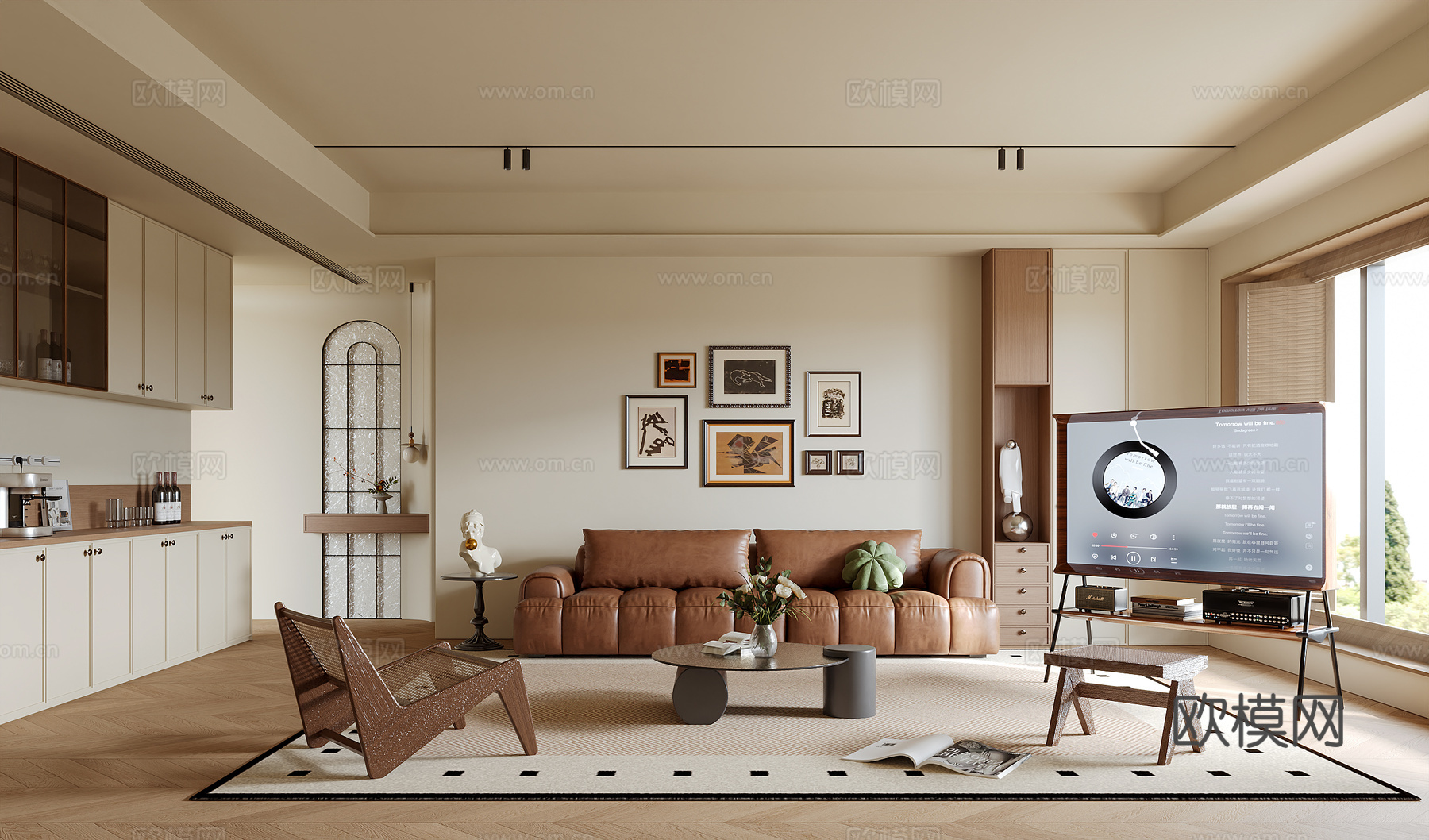 中古风客厅su模型