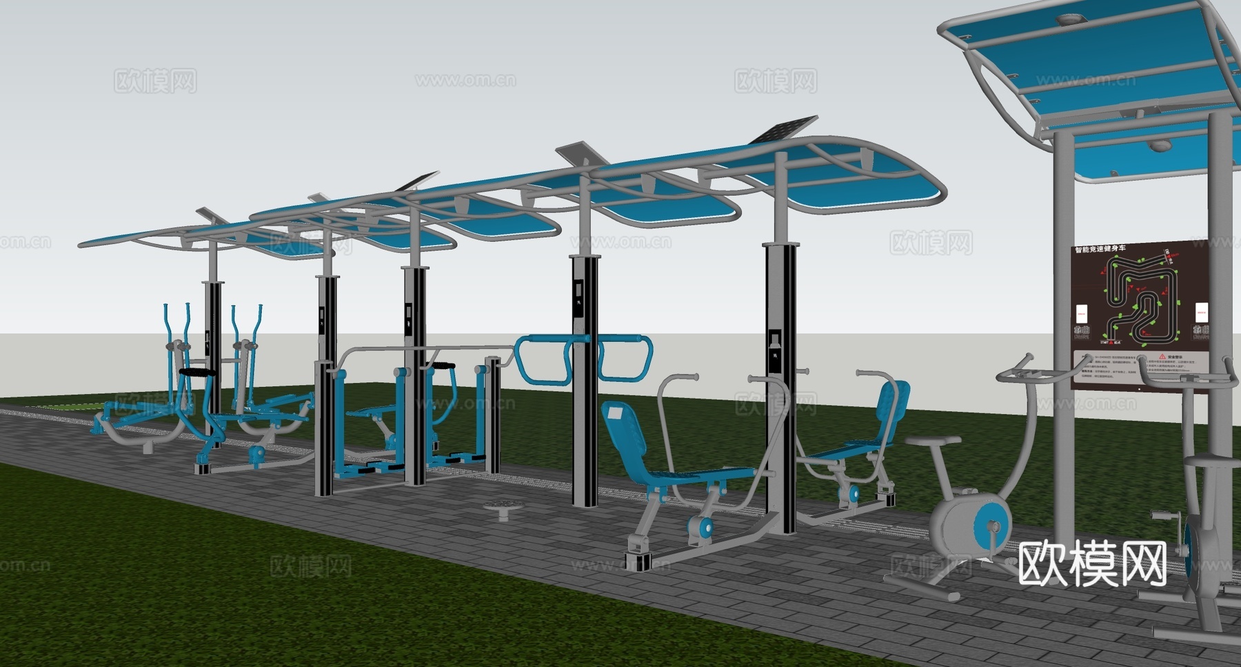 健身器材 户外健身器材 户外智能健身器材su模型