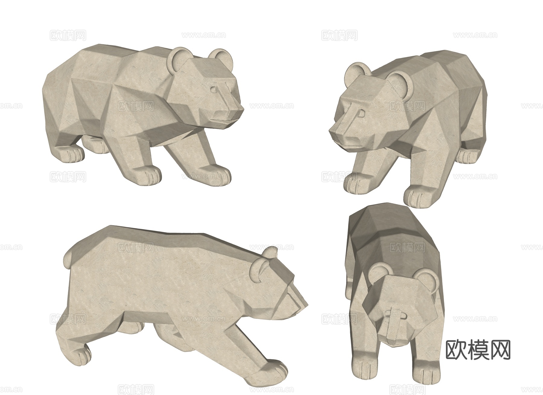 熊猫雕塑 景观雕塑 低多边形雕塑 雕塑摆件 公园雕塑 景观雕su模型