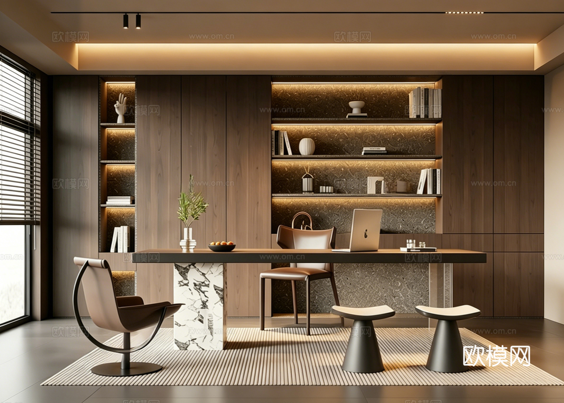 意式 家装 室内简约 轻奢风 格餐厅 客厅 卧室设计su模型