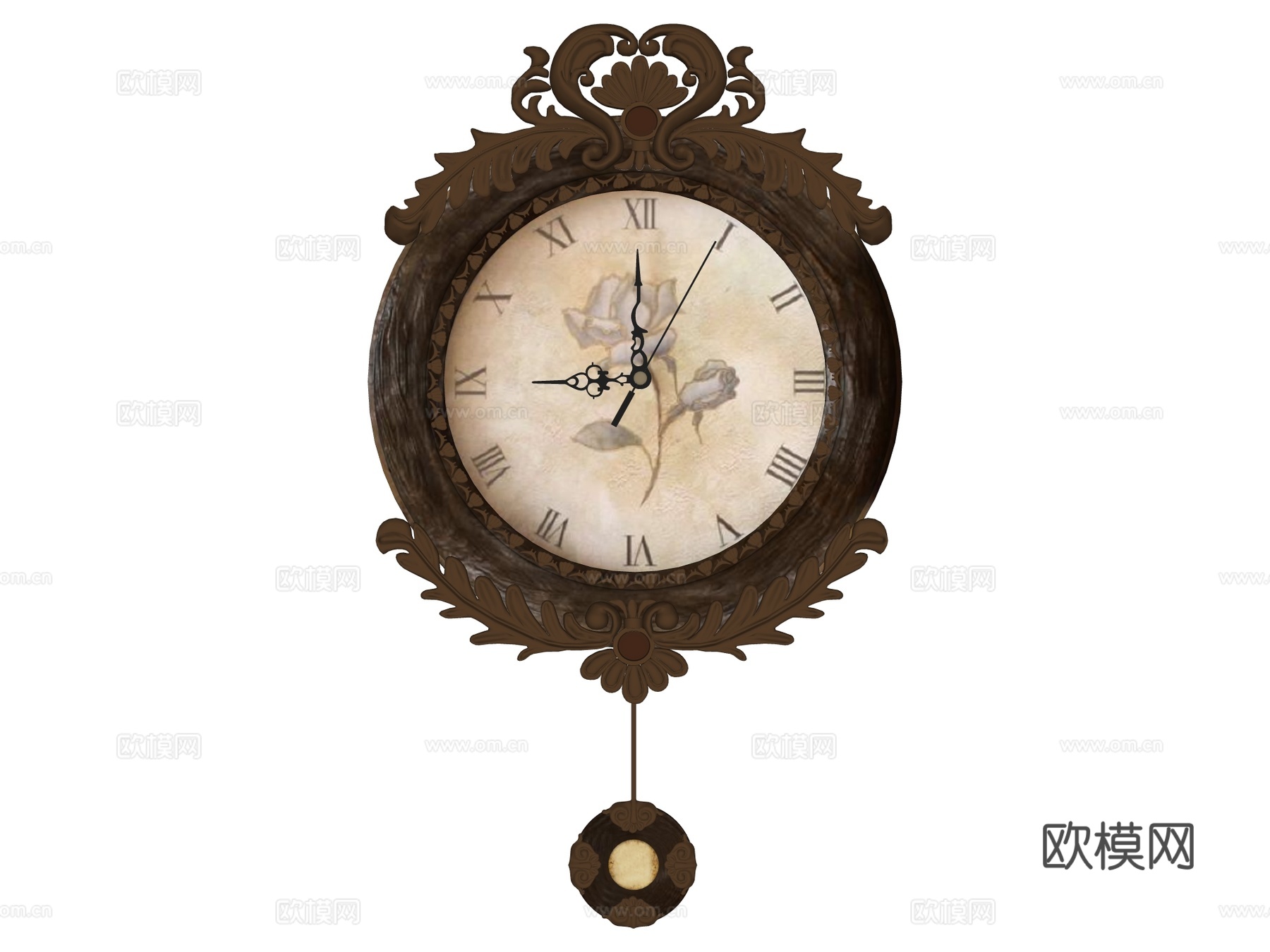 复古挂钟 墙饰su模型
