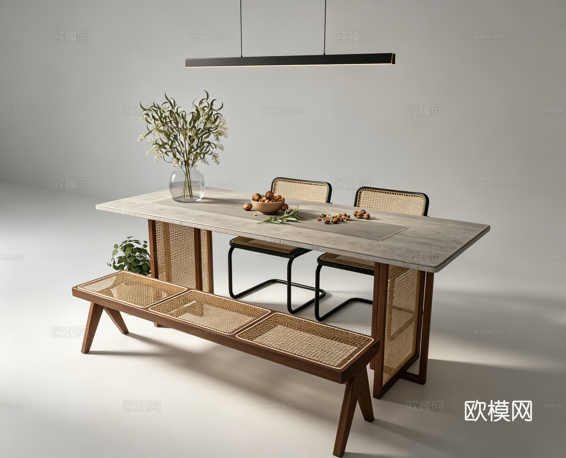 侘寂休闲桌椅su模型