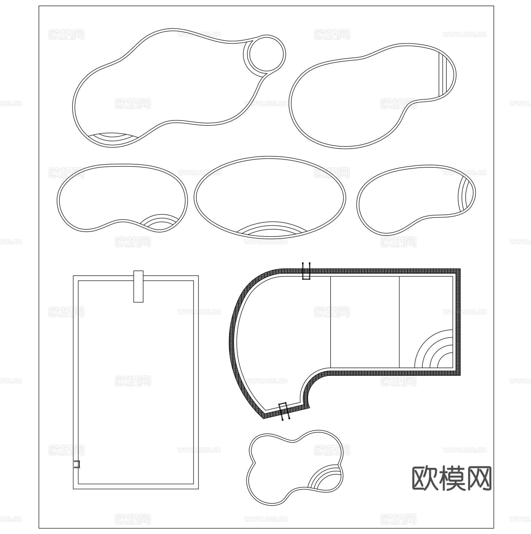 泳池 戏水池 游泳馆 水上池 游泳池cad施工图