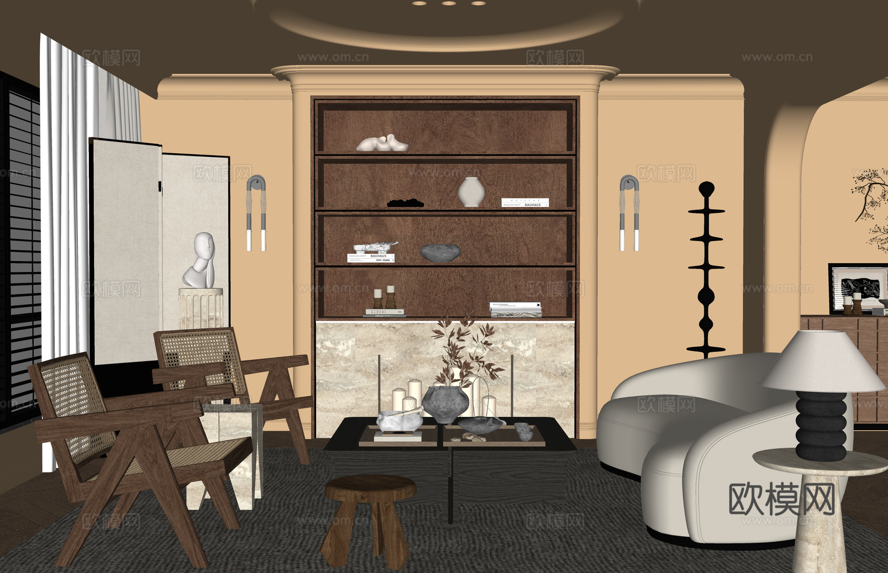 客厅 衣帽间 餐厅 门窗su模型