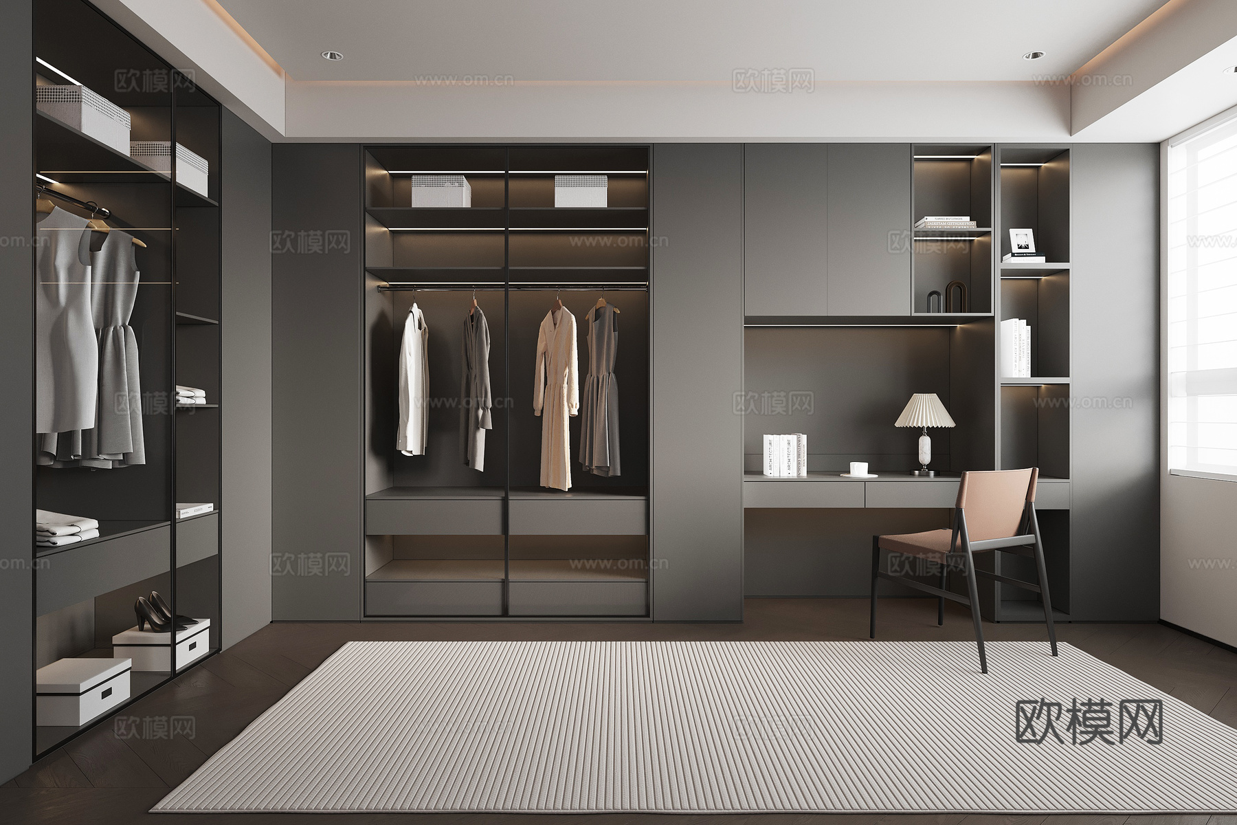 现代意式衣帽间su模型