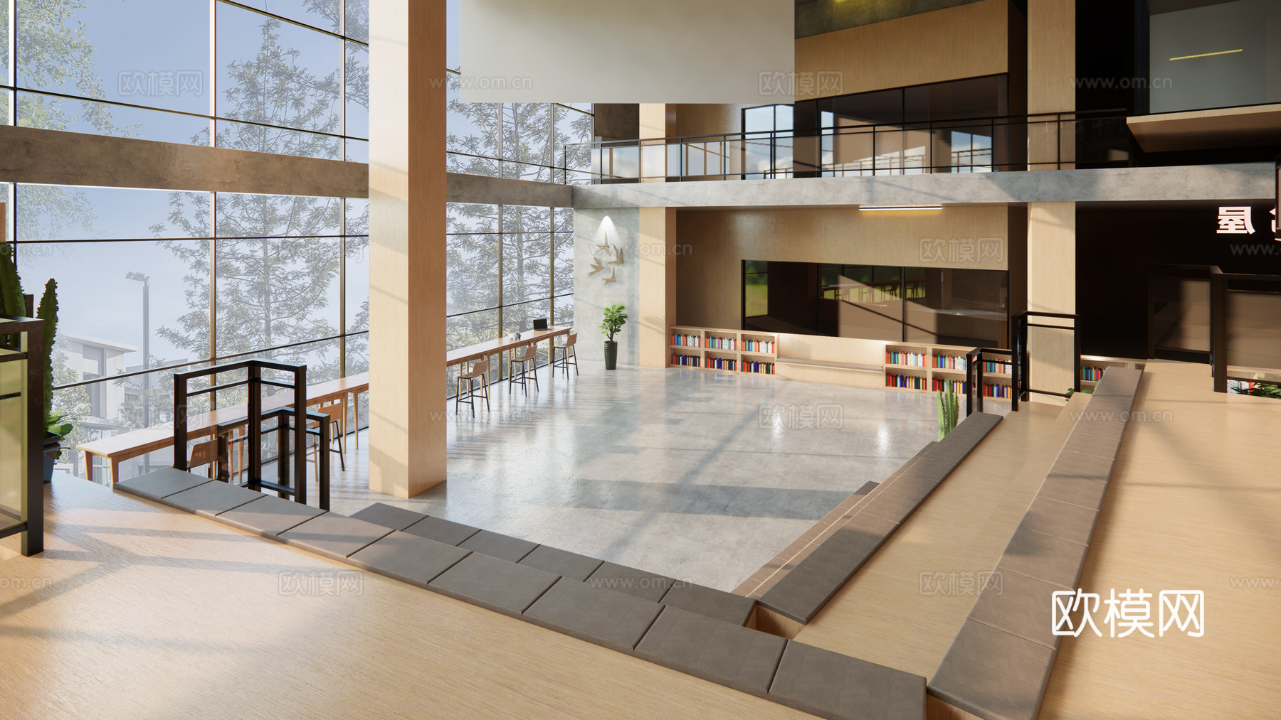图书馆 现代图书馆内部 书屋 书吧 书店su模型